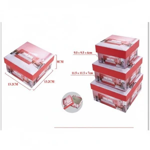 Square Decorative Storage Boxes 3 Units 8488587368003 Office Supplies Made of Cardboard Paper & Media