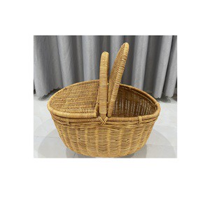 Vietnam handmade Natural Rattan Wicker Laundry Basket with Top Handle for Picnic Market or Shopping Fruit Storage