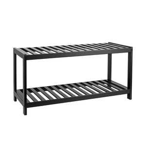 Custom Space Saving High Quality Stackable Double Bamboo Wooden Shoe Rack Stacks Stands for Home