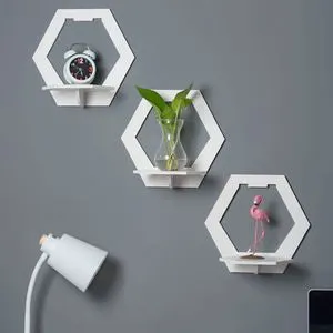 Wholesale No Punching Wall Panel Plastic Art Deco Decorative Flower Shelves with Detachable Storage for Bedroom and Living Room