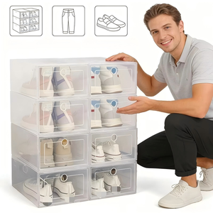 Collapsible and Stackable Shoe Storage Containers for Organizing Your Living Room or Bedroom