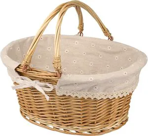 Willow Rattan Oval Picnic and Toy Shopping Basket Woven Fruit and Flower Storage Basket Household Use Packaged Bamboo Craft