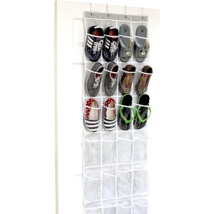 24 Pockets Over the Door Hanging Shoe Organizer Breathable Mesh Closet Storage Holder Space Saving Rack Holds up to 40 Lbs