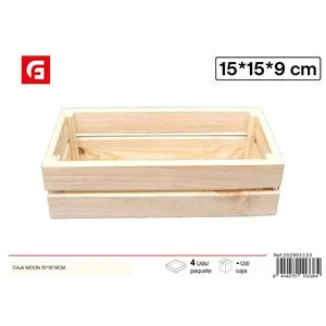 Moon-Shaped Wooden Home Storage Box 15x15x9 cm for Home Decoration