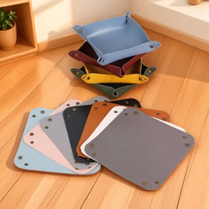 Storage Boxes Coin Holder Storage Tray Jewelry Key Leather Office Tray