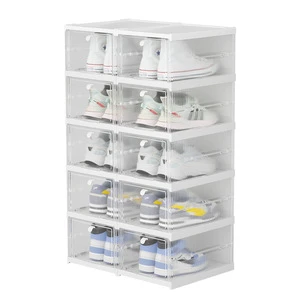 12 Pack Detachable Plastic Multi-Fold Side Door Shoe Storage Box