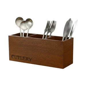 3 Partition Wooden Cutlery Holder Art Decor Multipurpose Elegant Office Decor Accessories Lightweight Perfect Organizing Kitchen