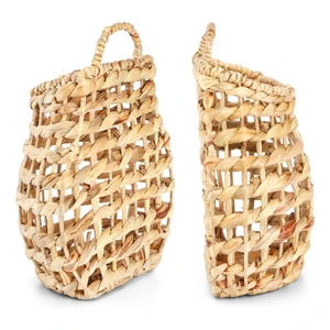 Top quality woven wall hanging flower basket factory cheapest price water hyacinth door storage baskets