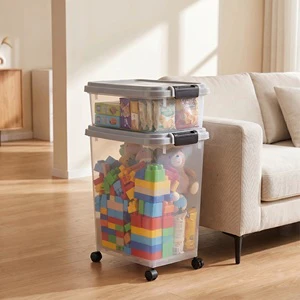 Stackable Plastic Storage Box Bins Plastic Transparent Clear Airtight Food Storage Containers With Lids