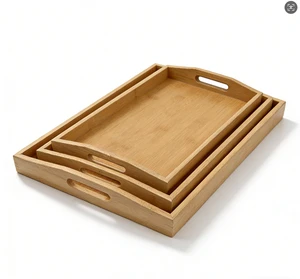 Environmentally Friendly Japanese-style Bamboo Wood Food Jewelry Storage Trays Multifunctional Kitchen Living Room Bathroom Easy