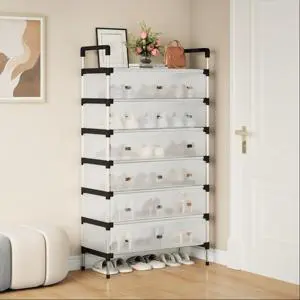 7-Layer Dustproof Carbon Steel Shoe Storage Cabinets Detachable Multifunction Moisture-proof Rust-proof Shoe Rack Stand Tools