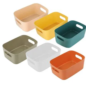 Stackable Plastic Colorful Durable Home Tidy Storage Boxes & Bins With Handles