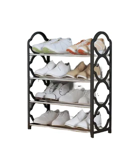 Detachable 4-Layer Stainless Steel Glossy Modern Portable Multifunction Shoe Rack Dust-Proof Storage Shoe Cabinet Assembly Door