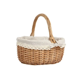 Factory Hot Sale Natural Eco-friendly Outgoing Portable Wicker Woven Basket