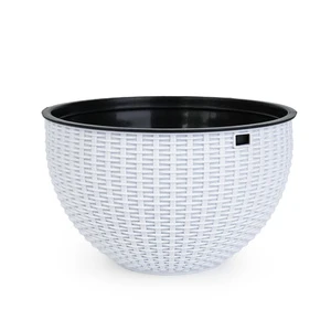 Imitation Rattan Classic Modern Flower Pot With Drainage Hole & Self-Watering Durable Large Capacity For Home & Garden Use
