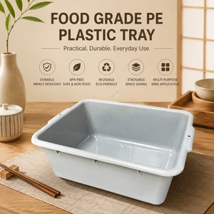Commercial Grey PE Plastic Bus Box Kitchen Tote with High Quality Plastic for Food Storage and Cleaning Tasks