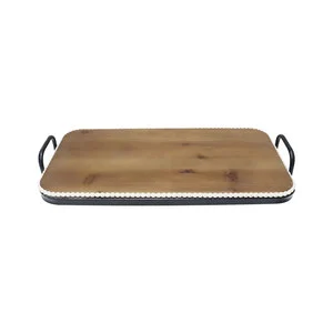 Modern Art Deco Handmade Rectangular Wooden Multi-Functional Tray Tabletop Decorative Serving Tray Home Hotel Restaurant Storage