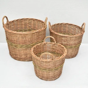 Round Wicker Easter Basket Wicker Laundry Basket Rattan Storage Basket With Handle for Organization and Home Decor for Storage