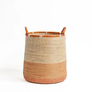 Seagrass Toned Rattan Rimmed Round Basket Handmade Storage Basket Wholesale eco-friendly Made in Viet Nam