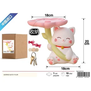 Ornament for Home Decoration Cat and Flower Design on Decorative Storage Boxes Made in China