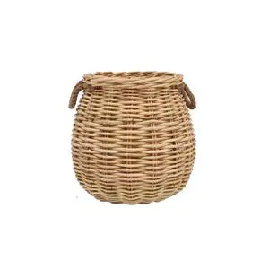 High Quality Eco-Friendly Natural Rattan Beach Basket Handle Vintage Style Multi-Purpose Storage Food Flowers Mulya Basketry