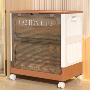 WANUO Clothing/Bedding Storage Box Foldable Plastic Storage Box Visible Plastic Storage Box with Universal Wheels