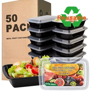 Wholesale Black Home and Kitchen Food Grade PP Plastic Meal Prep Containers Reusable With Compartments