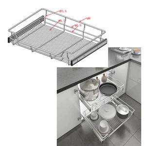 Eco-Friendly Iron Metal Wire Multifunction Folding Kitchen Storage Tray & Dish Rack for Pantry Cabinet Organizer Metal Basket