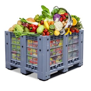 Large Heavy 1200x1000x760mm Duty Storage Rigid Plastic Solid Side Locking Pallet Storage Boxes With Lids