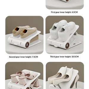 Moisture-proof Odor-saving Space-saving Double-layer Adjustable PP Fabric Shoe Storage Rack Layered Partition Living Room