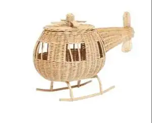 Low Cost New Arrived Helicopter Rattan Toy Basket Natural Handcrafted Wicker Rattan Basket Kid Toy Decoration Toy Wholesales