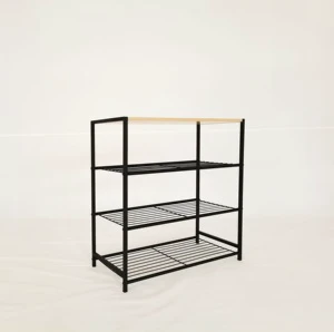 Wholesale Black 4-Tier Metal Multifunction Space-Saving Modern Shoe Rack Easy Assembly for Home Use Living Room Bathroom Storage