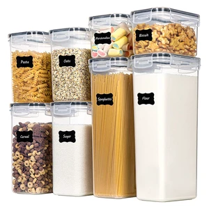 Wholesale 8pcs Set Dry Food Storage Containers Sets Airtight Plastic Cereal Container Box for Pantry & Kitchen Organizer
