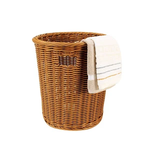 Hotel Room Plastic Rattan Dirty Clothes Basket Woven Household Laundry Storage Basket With High Visibility For Clothes