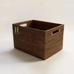 BEST SELLER Handwoven Rattan Basket,Large Wicker Basket,Portable Rattan Storage Basket Home Bathroom Living Room Storage