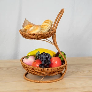 Creative PP Rattan Handmade Woven Multi-layer Fruit Tray & Snack Candy Bread Storage Basket