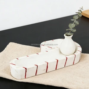 Modern Distressed Solid Wood Eco-Friendly Durable White Simple Modern Storage Tray Festive Party Table Decor Candle Base Living