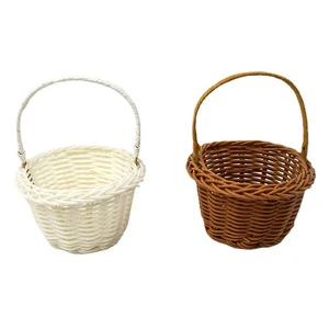 Hand Portable Mini Basket Balcony Living Room Decor pp Rattan Woven Plastic Rattan Wicker Wall Hanging Basket