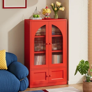 Multi-Functional Durable Steel Living Room Storage Cabinet With Glass Door Display