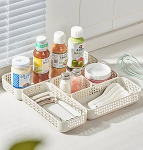 Drawer Combine Organizer Basket Family Hollow Storage Tray Set Stackable Eco-Friendly PP Material for Kitchen Cosmetic Sundries