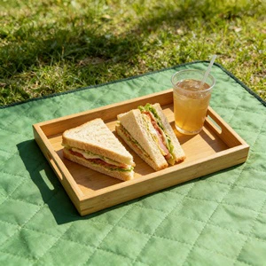 2025 Factory Customization Novelty Bamboo & Wooden Sofa Arm Serving Tray with Handles for Home Hotel Bathroom Jewelry Storage