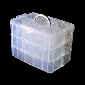 High Quality 30 Grids Transparent Multi Layer Plastic Storage Box with Handle and Lid