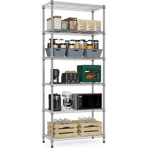 6 Tier Storage Rack Metal Wire Shelving Unit Box Storage Standing Shelf Organizer Detachable Design for Laundry Bathroom Kitchen