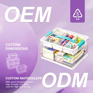 JX Hot-selling Transparent Plastic Handicraft Supplies Storage Box Large-capacity Book Box Toy Sundries Foldable Box