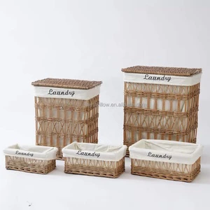 JY S4 Modern Natural Wicker Storage Baskets With Lids Eco-Friendly Handle Mini Design For Laundry & Toy Organization