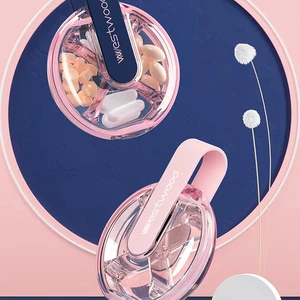 Custom Logo Round Mini Pill Case: Pink Brown Clear, 4-Grid Medicine Box, Travel Candy Container, Small & Portable Storage