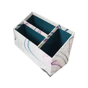 Custom Decorative Craft Paper Box Eco-friendly Cardboard Desk Organizer Pen Holder With Dividers Storage Holder