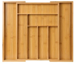 OEM/ODM Bamboo Expandable Drawer Organizer For Utensils Holder, Adjustable Cutlery Tray, Wood Drawer Dividers For Silverware