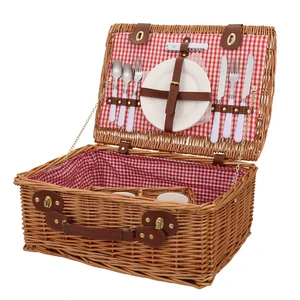 Willow Hamper Red Rattan For 4 People Travel Useful Wholesale With Lid Baskets Cover Weaving Wicker Picnic Storage Basket Set