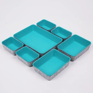 High Quality 7-Piece Plastic Felt Drawer Organizer Tray Double-Tiered Multifunction Storage for Shallow Desk Drawers 7 Pack